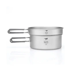 Keith 2 Piece Titanium Pot And Pan Cook Set - 180x81mm