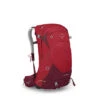 Osprey Stratos 34 Litre Mens Hiking Daypack -Outdoor Camping Gear Osprey Stratos 34 Mens Daypack Poinsetta Red 01